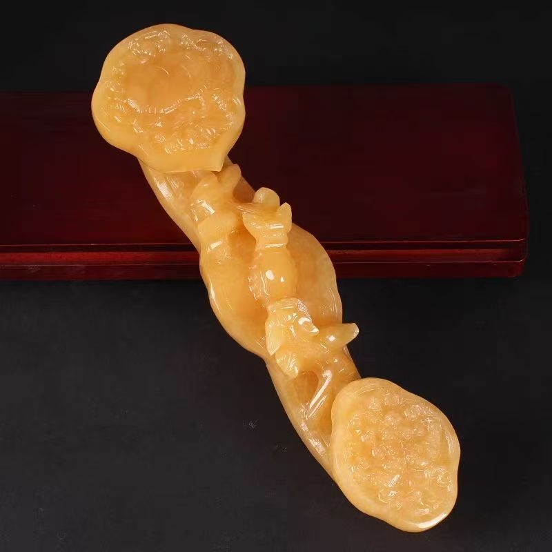 黄玉如意黄玉吉祥如意中式