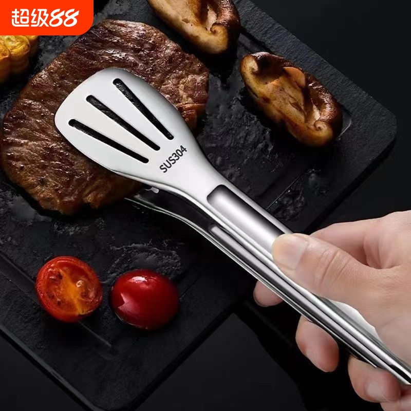304不锈钢食品夹子防烫烧烤面包食物烤肉牛排厨房烘焙用具耐高温