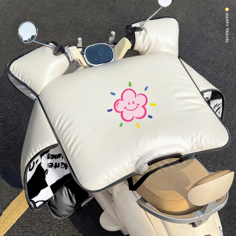 电动车挡风被PU皮防水加绒防风罩