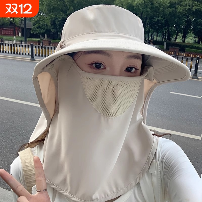 【正品保障】护颈面罩一体遮阳帽