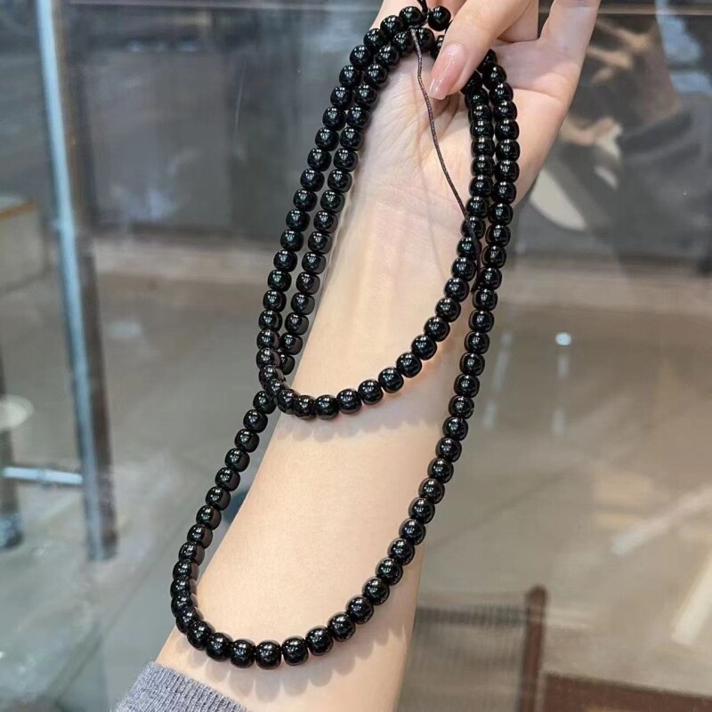 新款黑金椰蒂手串108佛珠半成品原生态素珠高级感多圈文玩念珠