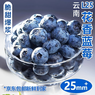 蓝莓鲜果新鲜水果云南l25蓝莓高山花香怡颗甜莓大果产地直发整箱