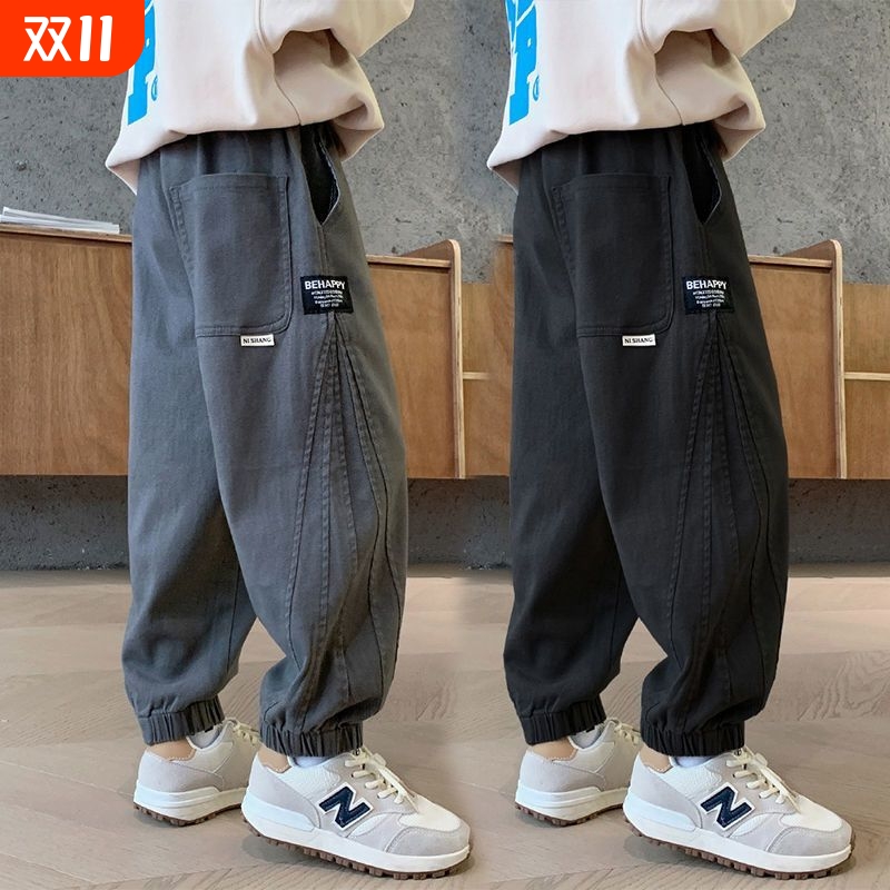 儿童装裤子男童秋装秋冬款2025新款中大童男孩运动秋季休闲长裤潮
