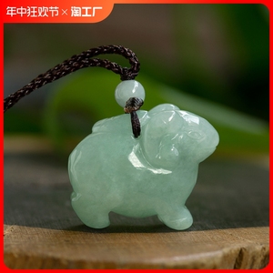 2024年天然缅甸老坑料翡翠立体羊吊坠生肖羊冰糯种玉石挂件玉坠