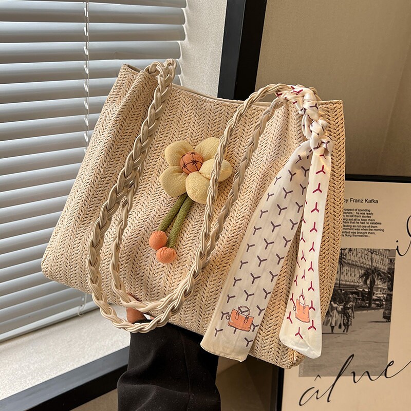 编织草编包包女大容量2026新款夏季百搭单肩包海边挎包通勤托特包