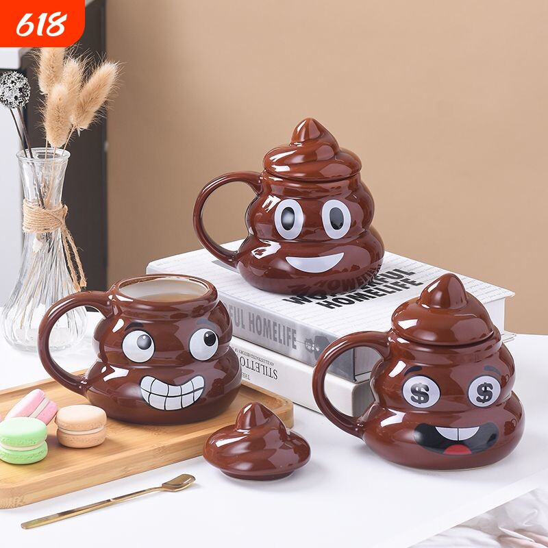 大便马克杯搞怪陶瓷屎恶搞便便杯个性奇葩粑粑杯生日礼物带盖造型