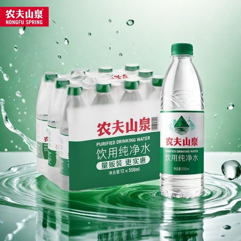 农夫山泉饮用纯净水550ml非矿泉水优质天然水源夏季绿瓶