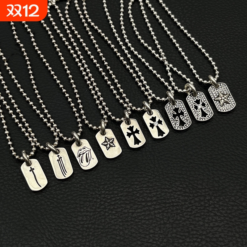 ODEK高级复古满钻五芒星吊牌项链男女十字架vintage潮牌经典项链