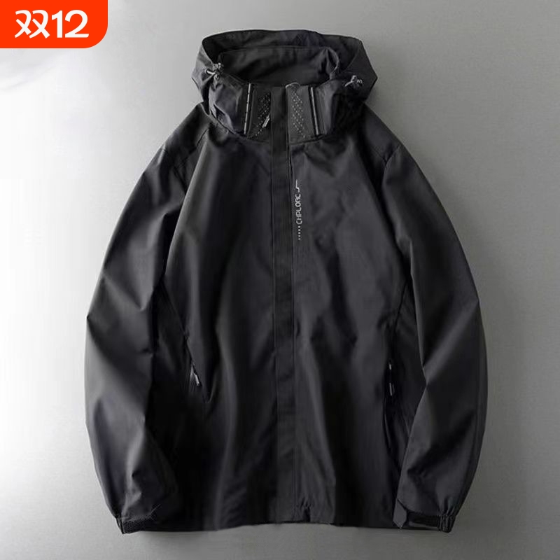 加绒夹棉冲锋衣外套男秋冬美式户外防风防水运动加厚夹克男士