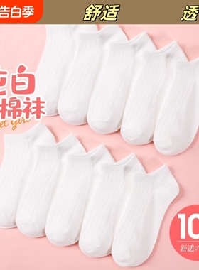 短筒休闲春夏纯白色透气女薄款运动百搭抗起球舒适短袜抗菌质感