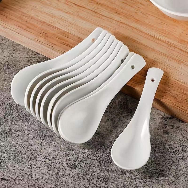白色陶瓷勺子家用汤勺酒店小勺子饭店汤匙餐厅白瓷勺饭勺调羹粥勺