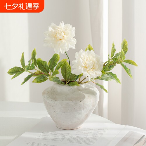 侘寂风复古陶瓷花瓶玄关插花摆件