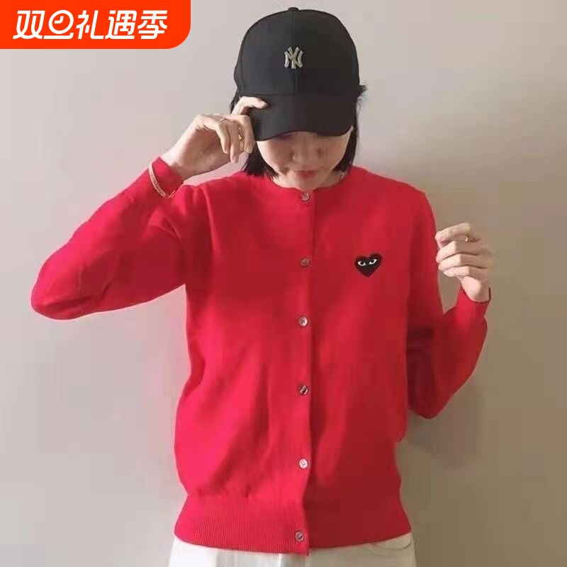 川久刺绣play纯羊毛100爱心开衫