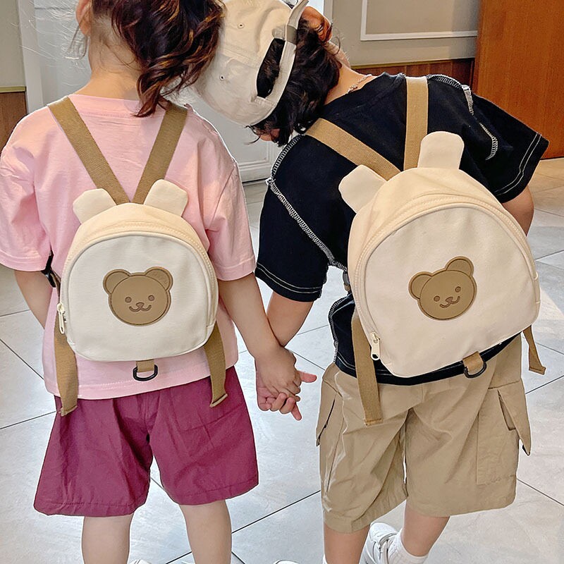幼儿园书包女童帆布揹包可爱卡通小熊老虎男宝宝防走失双肩包洋派