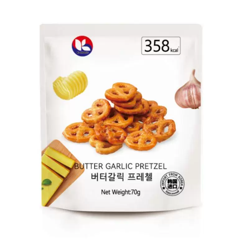 K-CHOICE碱水结型饼干蒜香黄油味韩国进口咸味饼干办公室休闲零食,零食/坚果/特产,韧性饼干,淘宝优惠券,粉丝福利购,淘宝优惠卷