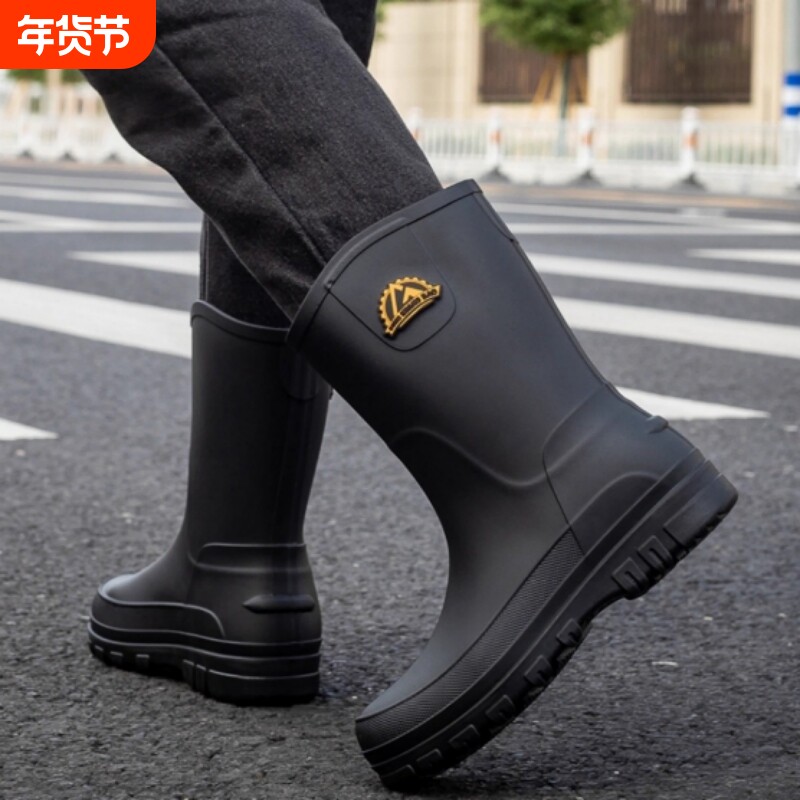 雨鞋男款2025新款男士防滑防水硅胶水鞋时尚加厚高中筒胶鞋