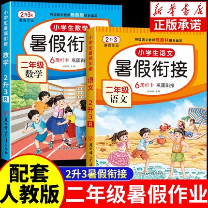 2025新二年级下册暑假作业二升三暑假衔接人教版小学2升3年级语文数学练习册2册小学生教材练习题复习三年级上同步阅读训练试卷