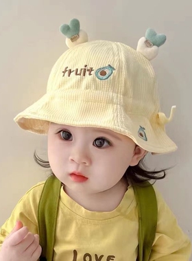 婴儿帽子春秋薄款女宝宝婴幼儿新生儿胎帽渔夫帽遮阳防晒盆帽可调