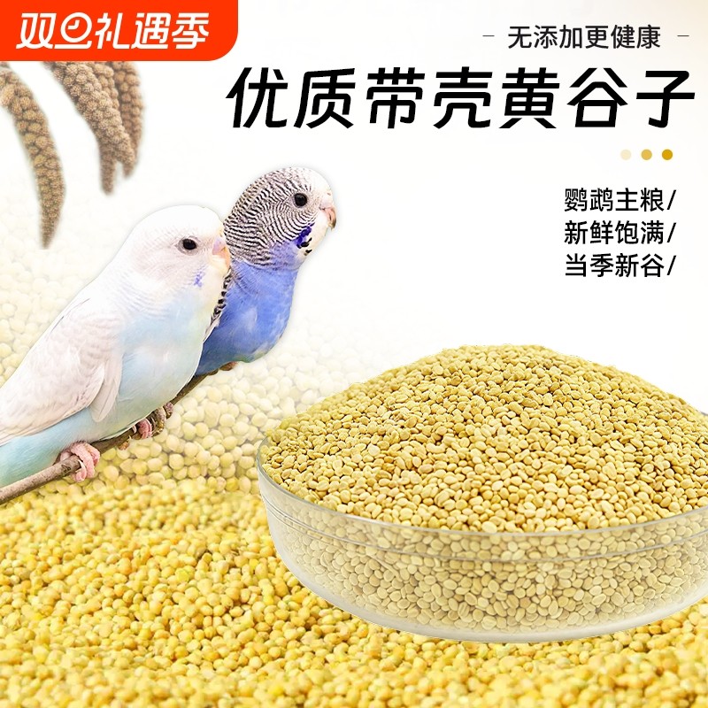 鹦鹉鸟粮食饲料黄谷子鸟食虎皮牡丹带壳黄小米玄凤珍珠鸟专用5斤