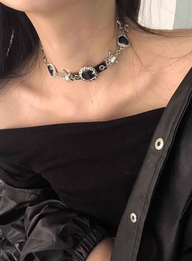 Y2K黑钻朋克choker项链