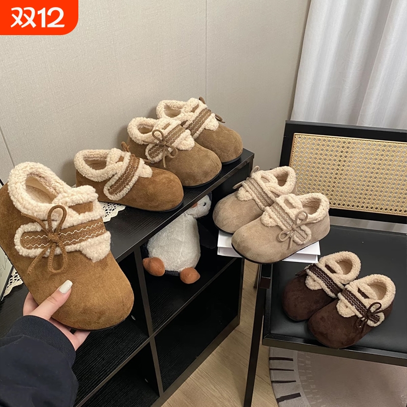 加绒勃肯鞋女2025新款冬季加厚保暖女士毛茸茸雪地靴子棉鞋