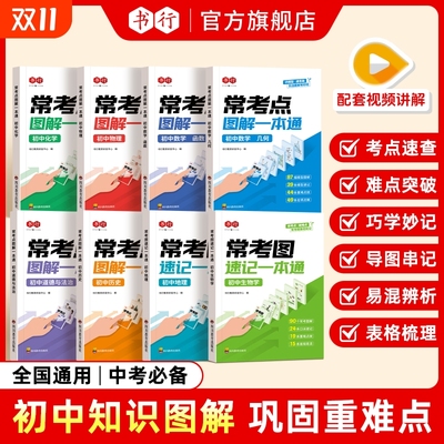 书行初中数理化小四门常考点图解速记一本通中考必备数学函数几何物理化学答题公式生物历史地理道德与法治考点口诀速记指导教材L