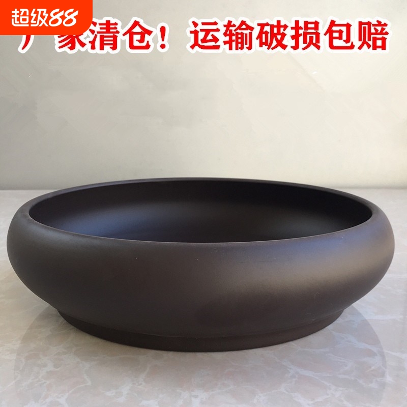 特大号紫砂花盆透气碗莲花盆多肉水仙水培盆铜钱草菖蒲剑山插花盆