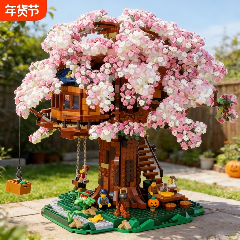 兼容乐高樱花树屋积木手工diy拼图模型女孩系列拼装玩具生日礼物