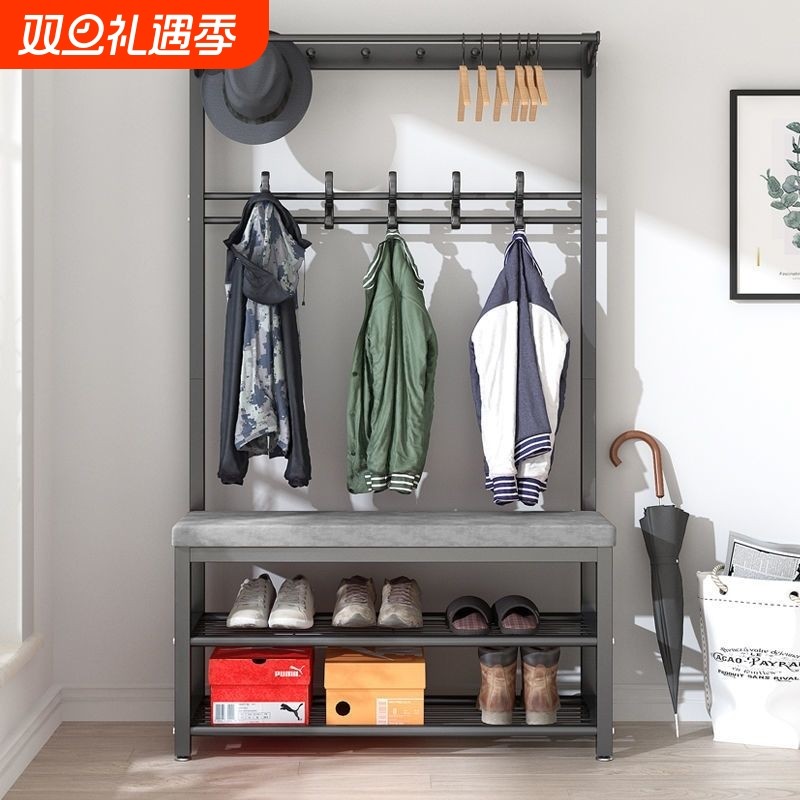 衣帽架家用挂衣架客厅可收纳挂衣架卧室衣架门厅换鞋凳鞋架鞋柜