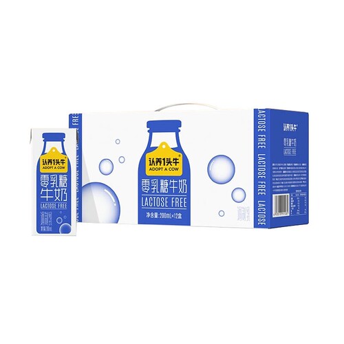 认养一头牛零乳糖牛奶 200ml*12盒*1箱