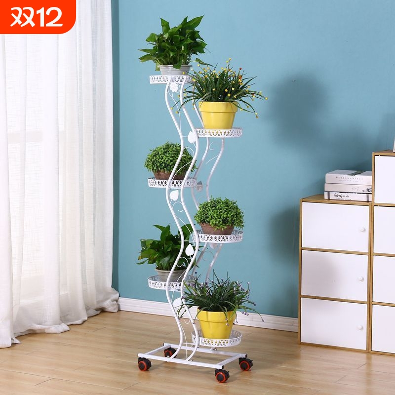 花架子多层可移动推拉带轮省空间花架阳台客厅落地花架子室内家用
