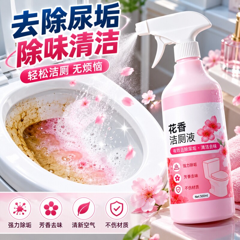 花香洁厕液强力厕灵瓷砖清香清洁剂除臭除尿垢除垢马桶厕所洁瓷剂