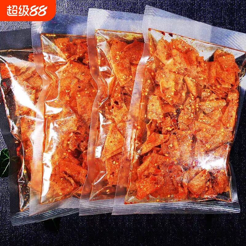 湖南特产手撕豆皮辣片儿时麻辣辣味零食小吃豆干网红辣条香辣特色