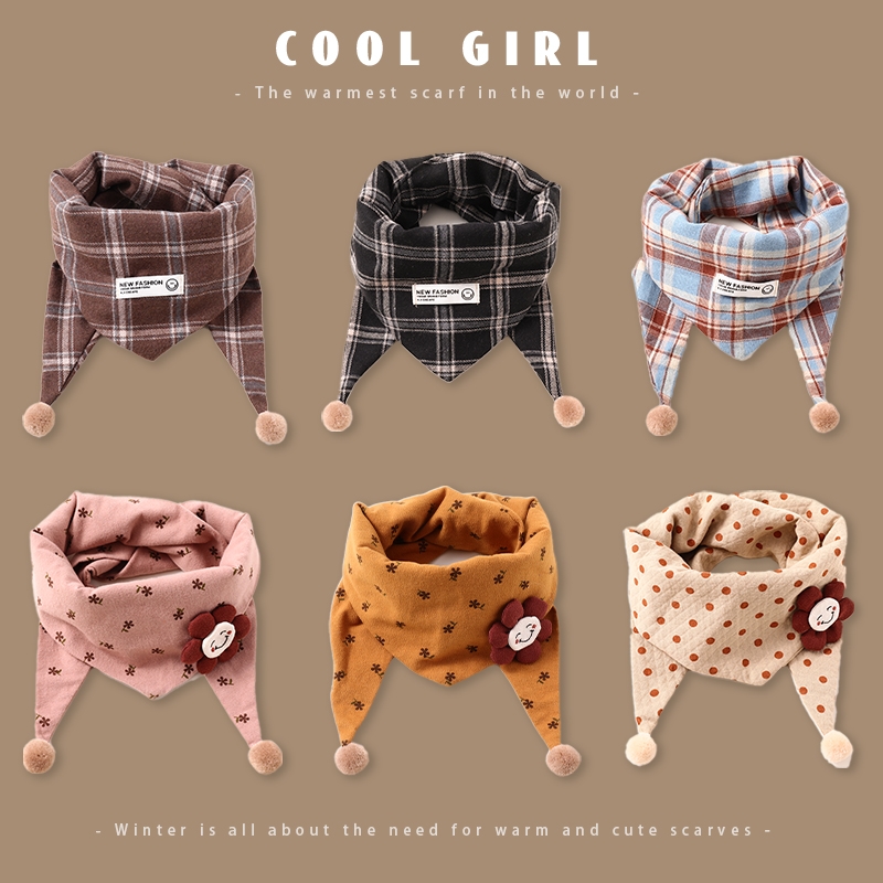 儿童围巾秋冬款保暖婴儿宝宝围脖丝巾新款男童女童三角巾披肩白色