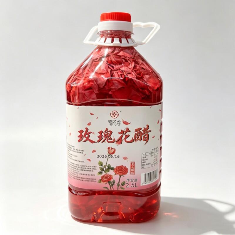 【玫瑰花醋】云南墨红玫瑰醋饮品荞麦醋泡制特产玫瑰醋小桶装图片