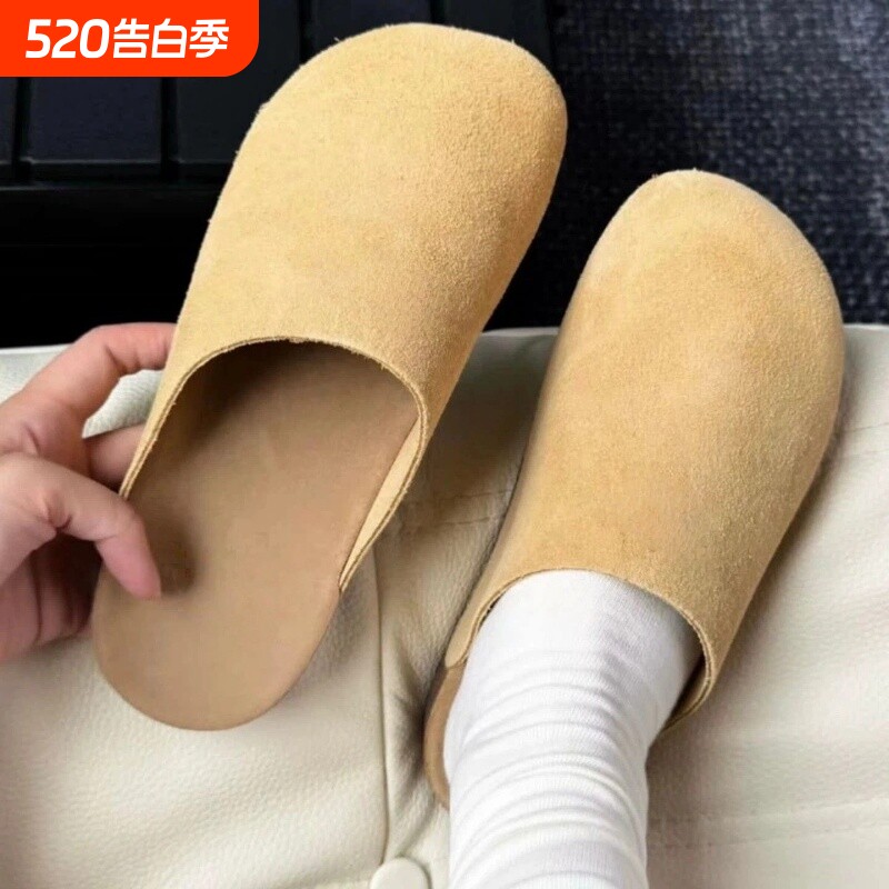 2026新款勃肯男女百搭耐磨厚底鞋拖懒人一脚蹬情侣轻奢包头半拖鞋