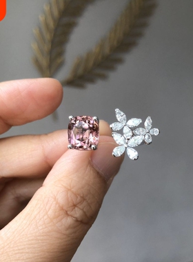 马眼钻粉色锆石蝴蝶戒指