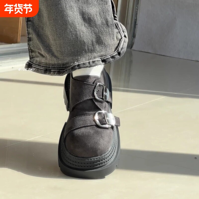 英伦风复古皮带扣大头小皮鞋女2026春季新款甜酷百搭松糕厚底单鞋