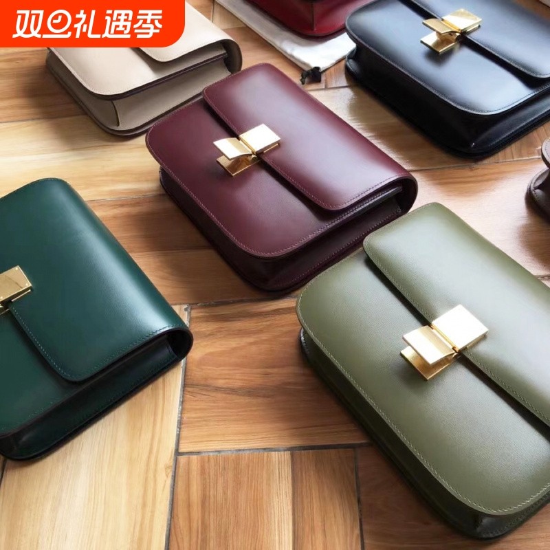 【高定版配礼盒】头层牛皮小方包复古风邮差包斜挎box豆腐包女包