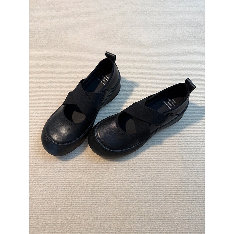 厚底内增高黑色芭蕾舞玛丽珍鞋2025春季新款圆头小个子休闲单鞋女