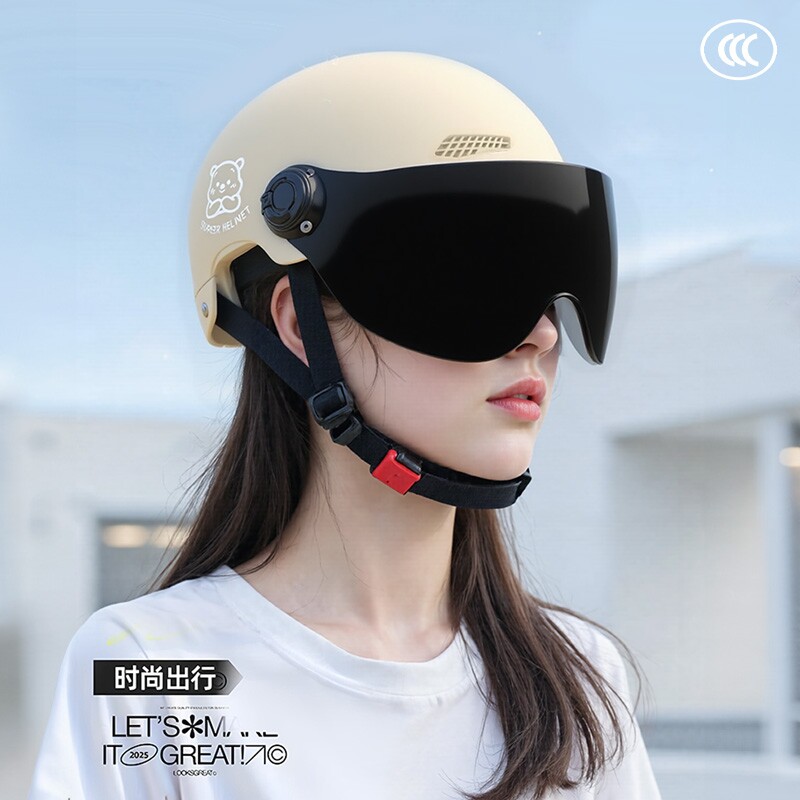 新国标3C认证电动摩托车头盔男女电瓶车防双镜夏季四季通用安全帽