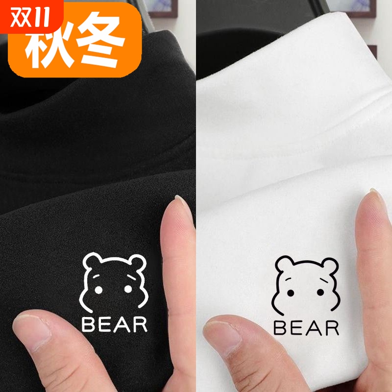 儿童双面德绒打底衫秋冬中大童半高领保暖卡通上衣内搭长袖T恤