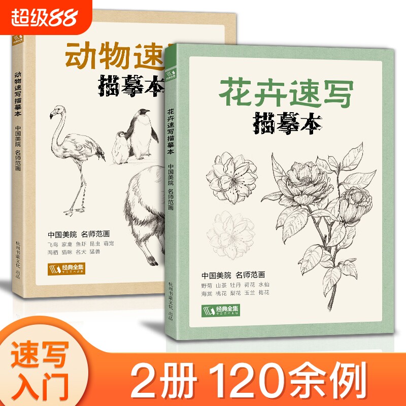 花卉动物速写描摹本零基础画画入门新手自学教程书籍线描临摹手绘初学者学绘画教材铅笔画素描画稿水彩