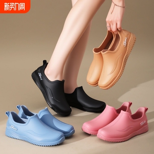 厨房工作低帮保暖外穿胶鞋 厚底短筒水鞋 防水防滑耐磨时尚 浅口雨鞋