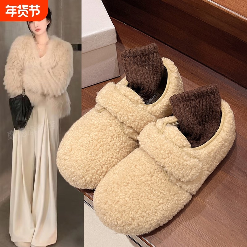 毛毛鞋女加绒勃肯鞋2025新款冬季玛丽珍豆豆鞋保暖晚晚鞋棉鞋鞋子,女鞋,棉鞋,淘宝优惠券,粉丝福利购,淘宝优惠卷