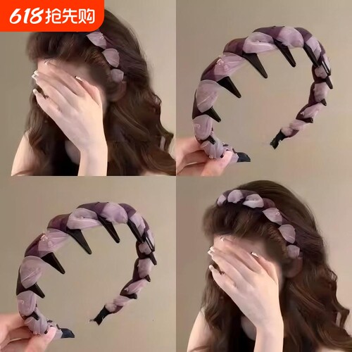雾中鸢尾~韩系气质麻花带齿发箍女款高级感洋气时尚洗脸头箍盘发