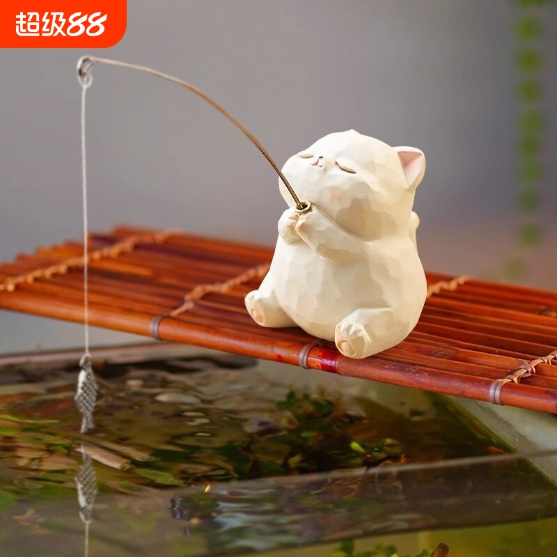 创意猫咪钓鱼摆件庭院生图片