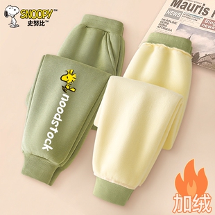史努比男童加绒裤子秋冬款保暖长裤2025新款儿童洋气卫裤冬装双11