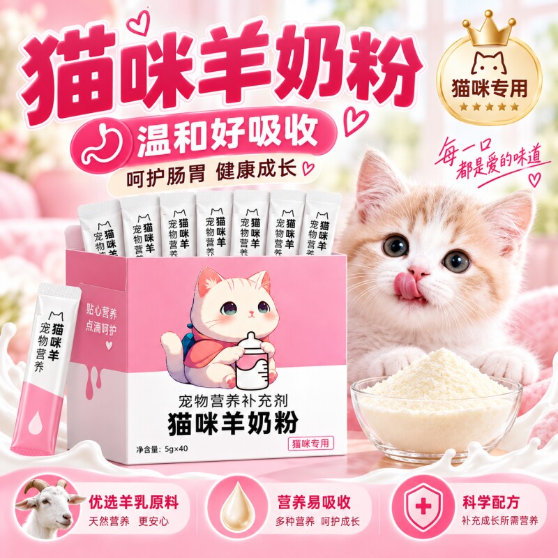 宠物羊奶粉猫咪专用宠物幼崽奶粉鱼油猫粮成幼猫孕乳补钙奶糕增肥图片