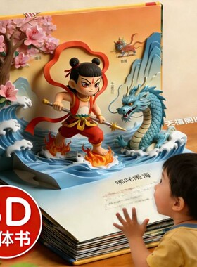 3-6岁3d立体翻翻书中国神话民间故事幼儿园早教认知睡前故事绘3d剧场书女孩生日礼物3到6岁儿童绘本有声阅读童话有趣走进让孩子